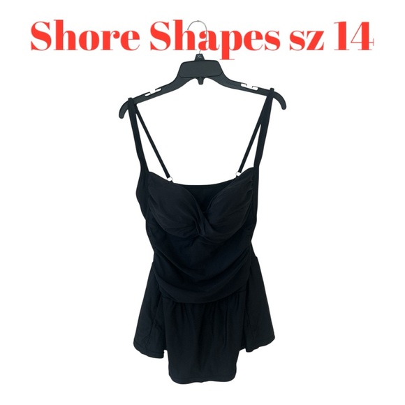 Shore Shapes Other - Shore Shapes Black 1 Piece Swimsuit Slimming Skirted Bottom sz 14 EUC Swim dress